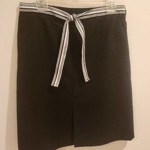 Talbots Cotton Pique A-Line Skirt w/ Front Pleat & Grosgrain Belt Attached